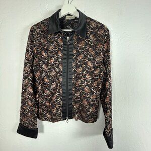 Joseph Ribkoff Trends Womens Floral Sequin Lace Jacket Black Zip Up Lightweight